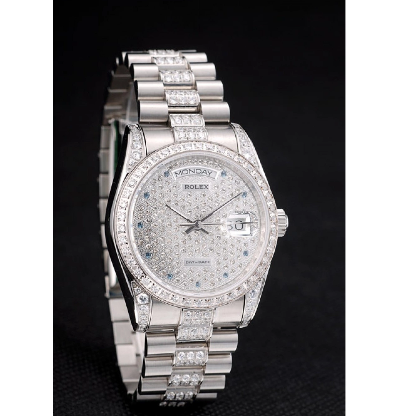 Aaa replica watch Diamond 41986 Rolex Dial Diamond Plated Bracelet Steel Plated DayDate Stainless 0815